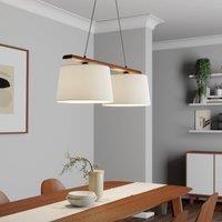 Aida Bar Pendant Ceiling Light with Fabric Shade Walnut Oak, 2X E27