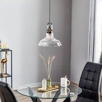 Lamkur Teo pendant lamp, glass lampshade, patinated