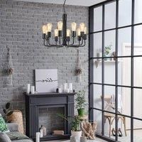 Lamkur Chandelier Malou, 10-bulb, black