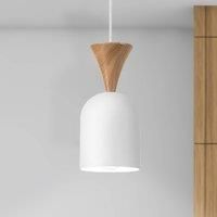 Lamkur Nolan hanging light, 11 cm, white/oak, metal/wood