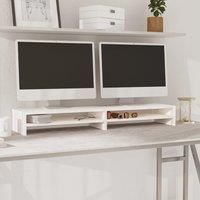 Monitor Stand White 100x24x13 cm Solid Wood Pine