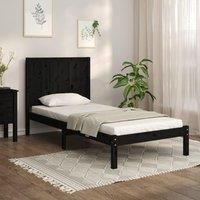 Bed Frame Black Solid Wood Pine 90X190 cm Single