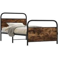 Berkfield Home Bed Frame Without Mattress 107x203 cm Smoked Oak Engineered Wood in Brown