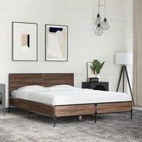 Berkfield Home Bed Frame without Mattress Brown Oak 120x200 cm | Size: Small Double