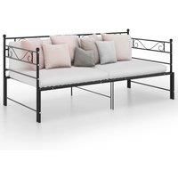 Pull-out Sofa Bed Frame Black Metal 90x200 cm