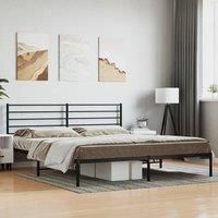 Metal Bed Frame with Headboard Black 193x203 cm