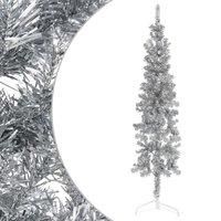 Slim Artificial Half Christmas Tree with Stand Silver 120 cm