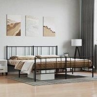 Metal Bed Frame with Headboard and Footboard Black 200x200 cm