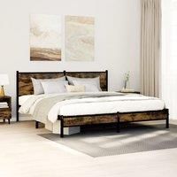 Berkfield Home Metal Bed Frame without Mattress Smoked Oak 160x200 cm in Brown