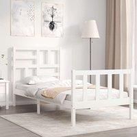 Bed Frame with Headboard White 90x200 cm Solid Wood