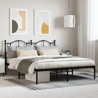 Metal Bed Frame with Headboard Black 183x213 cm