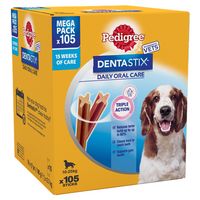 105 Pedigree Daily Dentastix Dental Sticks Dog Treats Medium Dog Chews