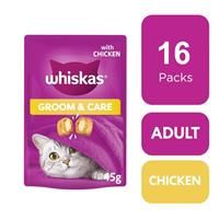 Whiskas Groom & Care Adult Cat Treats with Chicken - 45g