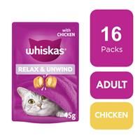 Whiskas Relax & Unwind Adult Cat Treats with Chicken - 45g