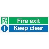 Non Photoluminescent "Fire Exit Keep Clear" Signs 150 x 450mm 100 Pack (329FV)
