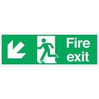Non Photoluminescent "Fire Exit Down Left" Signs 150mm x 450mm 100 Pack (707FX)