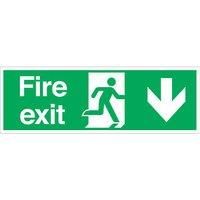 Non Photoluminescent "Fire Exit Down" Signs 150mm x 450mm 100 Pack (742FX)
