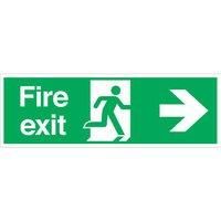 Non Photoluminescent "Fire Exit Right" Signs 150mm x 450mm 100 Pack (347FX)