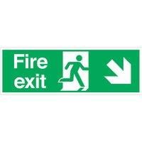 Non Photoluminescent "Fire Exit Down Right" Signs 150 x 450mm 100 Pack (779FX)