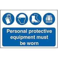 "PPE Must Be Worn" Sign 610 x 1220mm (1664T)