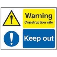 "Warning Construction Site Keep Out" Sign & Stanchion Frame 450 x 600mm (3789T)