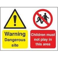 "Warning Dangerous Site Children Must Not Play" Sign & Stanchion Frame 450 x 600mm (2460T)