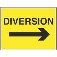 "Diversion" with Arrow Right Stanchion Sign 450mm x 600mm (2821T)