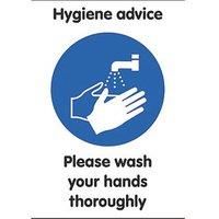 'Please Wash Your Hands Thoroughly' Hygiene Sign 297mm x 210mm 10 Pack (220KK)