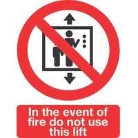 Non Photoluminescent "In The Event Of Fire Do Not Use This Lift" Sign Pack of 50 210mm x 148mm 50 Pack (39864)