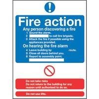Non Photoluminescent "Fire Action" Notice Signs 230 x 172mm 50 Pack (61928)