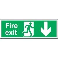 Non Photoluminescent "Fire Exit" Down Arrow Signs 150 x 450mm 50 Pack (79432)