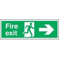 Non Photoluminescent "Fire Exit" Right Arrow Signs 150mm x 450mm 50 Pack (88958)