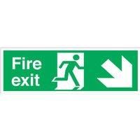 Non Photoluminescent "Fire Exit" Down Right Arrow Signs 150mm x 450mm 50 Pack (92040)