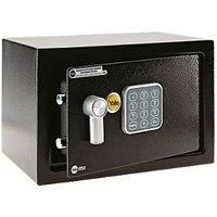 Yale YEC/250/DB1 Medium Alarmed Value Safe, 130 db Built in Alarm, Steel Construction, Steel Locking Bolts, Emergency Overide Key, Wall and Floor Fixings, Black, 16.3 Litre Capacity 25 x 35 x 25 cm