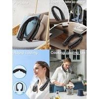 Rechargeable portable neck fan, 6 adjustable wind speeds, 360 neck cooling, suitable for summer outdoor/travel/office/cooking