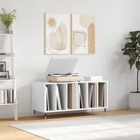 Record Cabinet High Gloss White 100x38x48 cm Engineered Wood