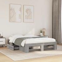 Berkfield Home Bed Frame without Mattress Grey Sonoma 120x200 cm Engineered Wood | Size: Small Double