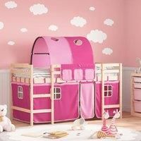 Kids' Loft Bed with Tunnel Pink 80x200cm Solid Wood Pine