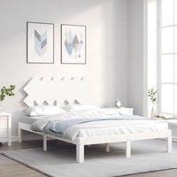 Bed Frame with Headboard White 120x200 cm Solid Wood