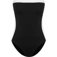 Preloved Strapless Colorblock Swimsuit Wo - Blackwhite One Piece