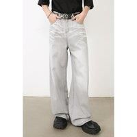 Loose Fit Basic Style Jeans- Gray