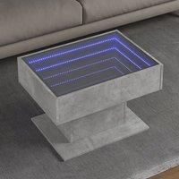 Berkfield Home Coffee Table with LED Concrete Grey 70x50x45 cm Engineered Wood | Size: 70 x 50 x 45 cm