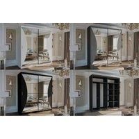 Warsaw Curved Mirror Sliding Door Wardrobe In 3 Colors & 2 Sizes
