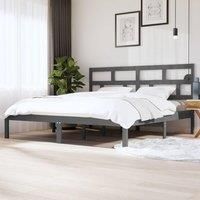 Bed Frame Grey Solid Wood Pine 200x200 cm