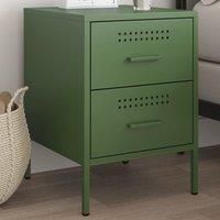 Berkfield Home Bedside Cabinet Olive Green 36x39x50.5 cm Steel