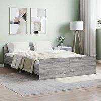 Bed Frame with Headboard and Footboard Grey Sonoma 135x190 cm Double