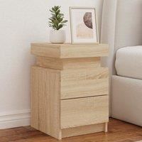 Berkfield Home Bedside Cabinet with LED Lights Sonoma Oak 35x39x55 cm in Brown | Size: 35 x 39 x 55 cm