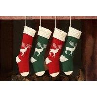 Knitted Christmas Stocking - 2 Colours - Green