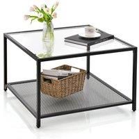 Modern Glass Top Coffee Table Home Square Center Table Accent Sofa Side Table