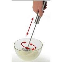 Stainless Steel Hand Press Mixer Cream Blender Beater Whisk Turbo Auto Rotating